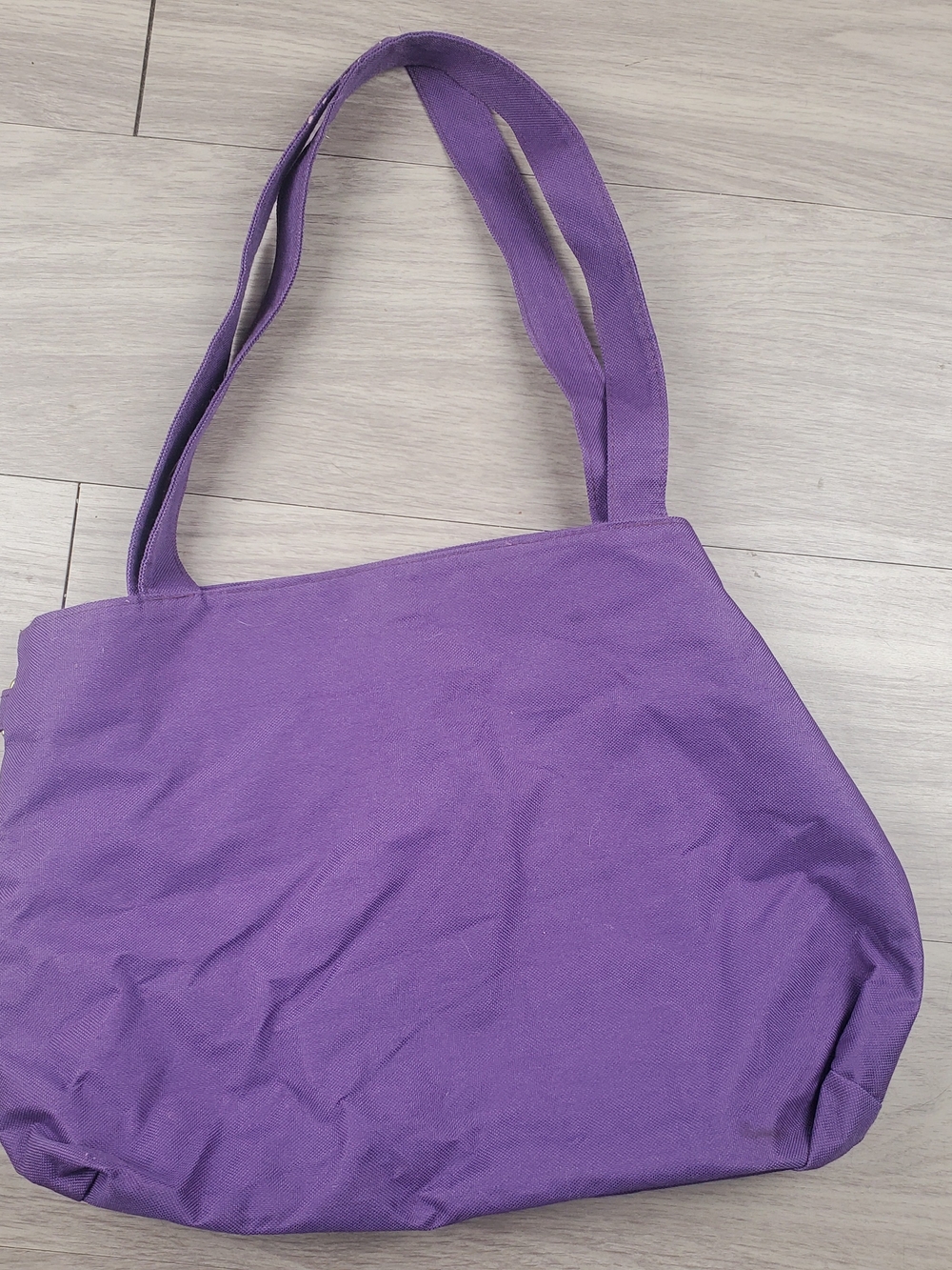 Purple Canvas Tote Bag Floral Scarf Accent Shoulder Bag Large Everyday Purse - Picture 5 of 8